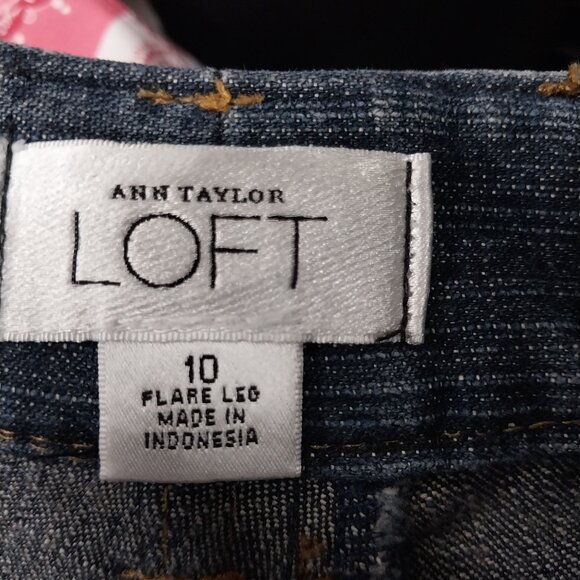 3444 Size 10 Loft Upcycled Bell-Bottoms In Blue and Green - Picture 5 of 5